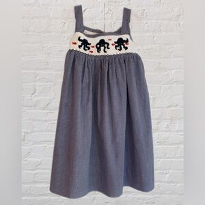 Smocked girls Gingham octopus Fish ocean dress- Size 4T